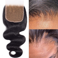 Myshinywigs 5X5 Real Hd Lace Closure Body Wave Closure Virgin Human Hair Lace Closure Pre Bleacked Knots With Baby Hair Invisible Transparent Lace Closure Natural Hairline Pre Plucked Black 16 Inch