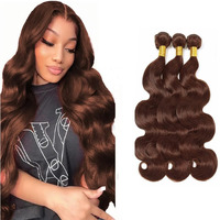 #4 Brown Human Hair Bundles Chocolate Body Wave Bundles 26 28 30 Inch Unprocessed Brazilian Virgin Hair 3 Bundle 50 Gram Per Bundle Deals Quick Weave Hair Extensions