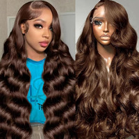 Zgbzgb Chocolate Brown Lace Front Wig 13X6 Hd Body Wave Lace Front Wigs Human Hair Pre Plucked Colored Frontal Glueless Brown Human Hair Wig For Women With Baby Hair 180% Density 20 Inch
