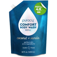 Puracy Body Wash Refill, Natural Body Wash, 98.6% Pure Plant Ingredients, Moisturizing Shower Gel For Women Men Kids, Body Soap For Dry Sensitive Skin. Gently Scented With Coconut & Vanilla, 48 Ounce
