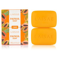 Laisae Papaya Exfoliating Soap, Hydrating Face Moisturizer With Niacinamide, Shea Butter And Aloe Vera, Even Skin Tone Body Cleansing Bar - Sensitive Skin Soap, Vegan, 3.52 Oz (2 Bars)