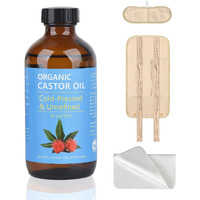 Vrjeugo Castor Oil Organic Cold Pressed Unrefined, Amber Glass Bottle With Castor Oil Pack Wrap And Cotton Flannel Cloth For Body, 8Oz/237Ml