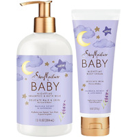 Shea Moisture Baby Care Set - Relaxing Nighttime Shampoo & Bath Milk + Nighttime Body Cream For Delicate Skin, Manuka Honey & Lavender (2 Piece Set)