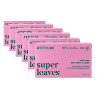 Attitude Body Soap Bar, Natural Origin, Protects And Softens Dry Skin, Watercress, Indian Cress & Olive Oil, Ewg Verified & Vegan, Coconut & Wild Berries, 4 Oz (Pack Of 6)