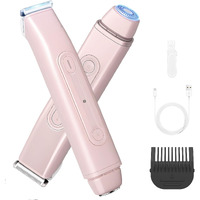 Qreeyx Bikini Trimmer Electric Razors For Women, 2-In-1 Dual-Head Cordless Body Hair Trimmer Facial Hair Removal For Face Lip Chin Pubic Underarm Legs, Ipx6 Waterproof, Gifts For Women