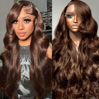 Zgbzgb Chocolate Brown Lace Front Wig 13X6 Hd Body Wave Lace Front Wigs Human Hair Pre Plucked Colored Frontal Glueless Brown Human Hair Wig For Women With Baby Hair 180% Density 28 Inch