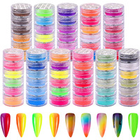 Duufin 66 Colors Nail Pigment Powder Colorful Glitter Pearlescent Fluorescence Luminous Powder Pigment For Nails Art, Body And Crafts