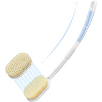 Portable Shower Brush,Long Curved Foldable Handle With Soft And Stiff Bristles,Back Scrubber Bath Brush Removable Body Exfoliator For Wet Or Dry Brushing