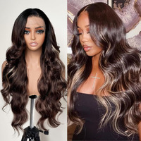 Fab  Lle Ombre Highlight 13  6 Lace Front Wig 26Inch Pre Plucked Glueless Wig Body Wave Frontal Wigs Synthetic Heat Resistant Fiber Hd Lace Front Wigs For Black Women