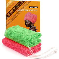 2 Pack Authentic African Net Sponge With Handles, Aivatoba Mesh Body Scrubber, Exfoliating Wash Cloths For Body Scrubber, Back Scrub Exfoliating Sponge For Shower Bath, Portable Bath Sponge
