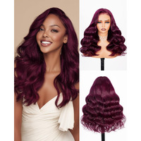 Arabella 13X6 Hd Lace Burgundy Glueless Wigs Human Hair Pre Plucked Pre Cut Body Wave 99J Colored 230% Density Pre Everything Wear And Go Full Lace Human Hair 20 Inch