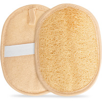 Egyptian Natural Loofah Pad Exfoliating Body Scrubber - Vegan Double Sided Luffa Sponges Deep Clean Your Body, Face & Back While An Exfoliating Washcloth Side Removes Oils - 6.9 X 4.7 Inches, 2 Pack