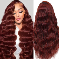 Migura 32 Inch Reddish Brown Lace Front Wigs Human Hair Pre Plucked Brown Body Wave Wig Human Hair 200 Density 13X4 Hd Lace Frontal Wigs Human Hair Colored Lace Front Wigs