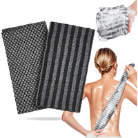 Coxotom Exfoliating Washcloth Shower Towel - 2 Pack Back And Body Scrubbers For Smooth Skin | Quick-Drying, Durable, And Gentle For Sensitive Skin (Black+Gray)