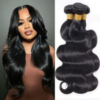 Human Hair Bundles 16 18 20 Inch 12A Body Wave Bundles Huam Hair Extensions Natural Color 3 Packs Hair Weave