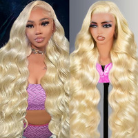 Kaithlypo 26 Inch Blonde 13X6 Hd Lace Front Wigs Human Hair Pre Plucked Body Wave Wig 613 Lace Frontal Wigs 200 Density Blonde Wig Human Hair With Baby Hair