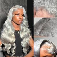 Puhpuh Grey Lace Front Wig Human Hair 200% Density 13X6 Full Frontal Hd Transparent Lace Wigs Pre Plucked Body Wave Grey Colored Deep Part Lace Front Wig For Black Women Bleached Knots