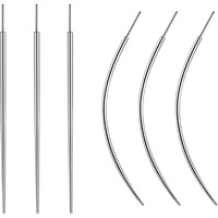 Wolayi G23 Titanium Threadless Piercing Taper 16G/18G/20G Flat Back Earring Applicator Tool Insertion Pin For Push In Nose Lip Ear Tragus Helix Body Piercing Jewelry Stretcher Assistant Tool (6Pcs, 20G Curved&Straight)