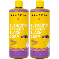 Alaffia Authentic African Black Soap, Wild Lavender, 2-Pack - All-In-One Moisturizing Cleanser For Face, Hands, Body & Hair, 32 Oz Ea