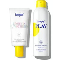Supergoop! Unseen Sunscreen Spf 50 Invisible Sun Protection For Face (1.7 Fl Oz) + Play Antioxidant Body Mist Spf 50 (6 Fl Oz) - Broad Spectrum Body & Face Sunscreen Recommended For Sensitive Skin