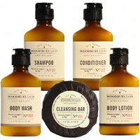 Woodbury & Co Travel Size Shampoo Conditioner Body Wash Lotion & Soap (150 Pk, 1.7 Oz Each), Guest Bathroom Essentials Toiletries Airbnb Bulk Mini Sets Hygiene Kits Paraben Free Air Bnb Toiletry