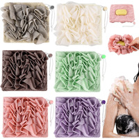 Swiffen 6 Pcs Washcloth Loofah Combo, 2 In 1 Bath Loofah Sponge With Drawstring, Exfoliation Mesh Shower Puff Ball For Body Wash Cleansing And Smooth Skin(Multicolor)