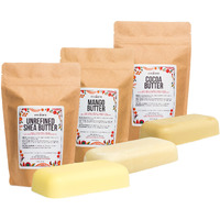 Better Shea Butter Set Of Raw Shea Butter, Raw Mango Butter, Unrefined Cocoa Butter For Soap Making And Diy Body Butters, Lip Balms, Body Lotions - Each Jar Is 8 Oz Making 24 Oz Total (3-Bar Set)