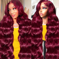 Nollipopco 28 Inch Burgundy Wigs Human Hair 99J13X6 Hd Body Wave Lace Front Wigs Human Hair 200 Density Pre Plucked Red Wig Human Hair For Black Women