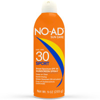 No-Ad Sport Spf 30 Sport Sunscreen Spray | Non-Greasy, Waterproof And Non Toxic Sunscreen | Body Sunscreen | Suitable For All Skin Types | Broad Spectrum Protection For Active Lifestyles | 9 Oz