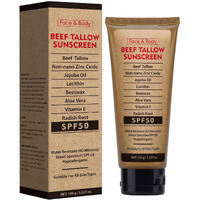 Beef Tallow Sunscreen For Face & Body - Natural Reef Safe Sunblock, Non Greasy Clean Formula, Travel-Friendly Summer Outdoor Sun Protection, 2.46 Oz