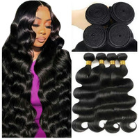 12A Human Hair Bundles 22 24 26 28 Inch Body Wave Bundles Human Hair 100% Unprocessed Brazilian Virgin Weave 4 Bundle For Women Natural Black Wavy Human Hair Extensions