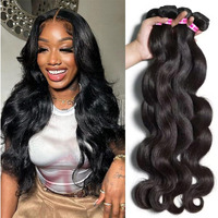 Menalue Body Wave Human Hair Bundles 10 12 14 16 Inch, 100% Unprocessed Brazilian Virgin Body Wave Bundles Human Hair For Women, 10A Natural Black Color Hair Extensions