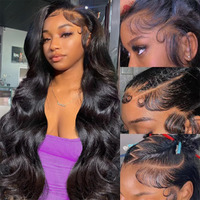 Gurxen Body Wave Lace Front Wigs Human Hair Pre Plucked 360 Full Lace Frontal Wig Human Hair Hd Transparent Lace Wig For Women With Baby Hair Natural Color 32Inch