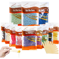 12Pcs Hard Wax Beads For Hair Removal,Hair Removal Wax Beads For Face And Body,At Home Waxing Bead With Sticks,Waxing Kit For All Skin Types