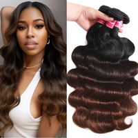 Unice Chestnut Brown Ombre Body Wave Human Hair Weave 3 Bundles 10 12 12 Inch Brazilian Remy Human Hair Wavy Sew In Human Hair Extensions