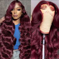 Topsilky 13X4 Burgundy Lace Front Wigs Human Hair Pre Plucked 180 Density Hd Body Wave Lace Front Wigs Human Hair Pre Plucked Bleached Knots Transparent Frontal Wigs Human Hair(30Inch)