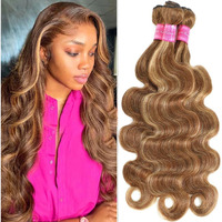 Honey Blonde Highlight Body Wave Bundles 100% Unprocessed Brazilian Virgin Hair Ombre Highlight Body Wave 3 Bundles For Black Women Double Weft