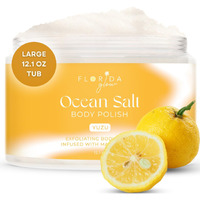 Sea Salt Body Scrub By Florida Suncare - Ocean Salt Body Polish Infused With Marine Algae - Exfoliating Face And Body Scrub - Facial Scrub Exfoliator To Tackle Acne And Scars (Yuzu, 12.1 Oz)