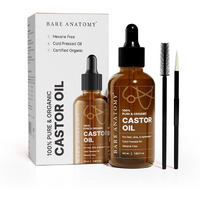 Bare Anatomy 100% Pure & Organic Castor Oil -Cold Pressed, Unrefined, Usda Certified, Hexane-Free | For Hair Growth, Thicker Eyelashes & Eyebrows| Suitable For Body, Skin & Nails | 50 Ml