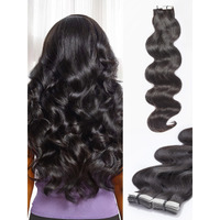 Luvme Real Human Hair Tape In Extensions Body Wave Natural Black 20Inch 40Pcs 110G Double Sided Tape For Skin Weft Hair Extensions Black Seamless In Hair Extensions Human Hair