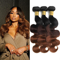 T1B/2/30 Chestnut Brown Ombre Human Hair Bundles Body Wave 100% Real Virgin Human Hair Bundles 24 26 28 Inch Dark Roots Bundle 3 Tone Ombre Medium Auburn Colored Sew In Quick Weaves