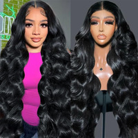 Mihugass Body Wave 13X6 Lace Front Wigs Human Hair For Women 250% Density Jet Black Lace Frontal Wigs 280G Hd Transparent Glueless Lace Wigs (30 Inch)