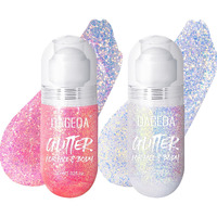 Dageda 2Colors Roll-On Body Glitter Gel For Body, Hair, Face, Holographic Glitter Makeup For Rave Accessories, Body Shimmer Hair Glitter Gel For Halloween Makeup(Pink + Ocean Glow)