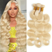 613 Bundles Blonde Human Hair Body Wave Bundles 18 20 22 Inch 100% Unprocessed 12A Grade Brazilian Virgin Hair Extensions For Women Double Weft Quick Weave Full And Thick No Tangle