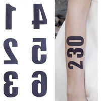 Glaryyears Arabic Numerals Digits Tattoos, 50 Pack 5 Of Each Number Temporary Tattoo Sticker, On Body Neck Arm Face For Sign Mark Party Supplies Athletes Sports