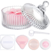 Tioncy 7 Pcs Large Body Powder Puff And Container Set Powder Container With Powder Puff Crystal Container Soft Washable Reusable Velour Face Body Glitter Powder Puff Wet Dry Makeup