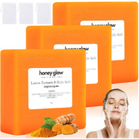 Cijikos Honey Glow Lemon Turmeric Kojic Soap Bar, Honey Glow Turmeric Soap, Lemon Kojic Soap, Turmerices Soapes Bar For Face & Body, Natural Turmerics Handmade Soaps For All Skin Types (3Pcs)
