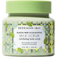 Beekman 1802 Glacial Mint & Eucalyptus Exfoliating Milk Body Scrub - 8.0 Fl Oz - Smooths & Evens Out Tone - With Goat Milk & Jojoba Beads - Skin Barrier Safe - Good For Sensitive Skin - Cruelty Free