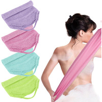 4Pcs Exfoliating Back Washers Scrub With Handles Japanese Body Scrubber Cloth Towel For Shower Nylon Back Exfoliator Extended Back Washers Stretchable Body Bath Pull Strap For Cleans Skin Massages