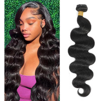 Amskdum Body Wave Human Hair 12A Body Wave 100% Unprocessed Brazilian Virgin Hair Bundles Deals Extensions Weave Natural Black (16 Inch)